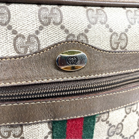 🔴SOLD🔴GUCCI Vintage Sherry Line GG Web PVC Canvas Browns Crossbody Bag - Picture 13 of 16